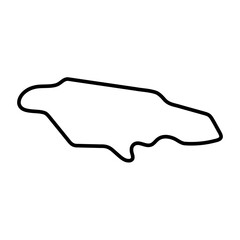 Jamaica country simplified map. Thick black outline contour. Simple vector icon