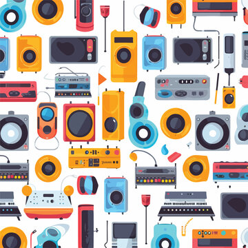 Hip-hop seamless pattern with music equipment. Stre