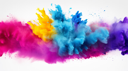 Colored powder, explosion on white background