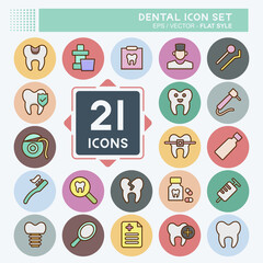 Icon Set Dental. suitable for medicine symbol. flat style. simple design editable. design template vector. simple illustration