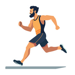 Illustration of man running on the road. Vector fit