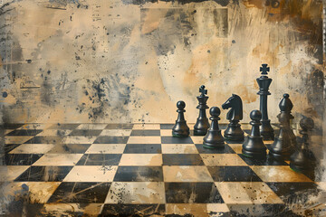 Vintage chess themed background, chess wallpaper, chess game