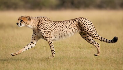A Cheetah With Its Sleek Body Gliding Over The Gra