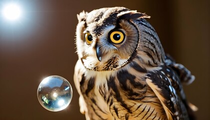 A Curious Owl Inspecting A Shiny Object