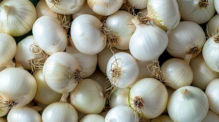 Onions vegetables background, top view, flat lay. Agriculture harvest food photography background