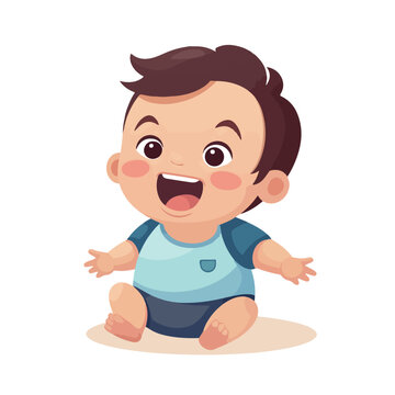 Laughing Baby. flat vector illustration isolated wh