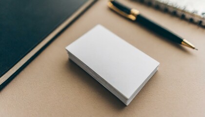 Business Card Mockup for Personal Promotion - Flatlay Template for Business Cards - Organized Decorative Desk