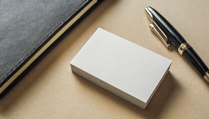 Business Card Mockup for Personal Promotion - Flatlay Template for Business Cards - Organized Decorative Desk