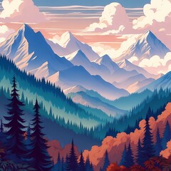 Beautiful Colorful Abstract Scenic Landscape AI Generated Art
