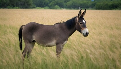 A Mule Standing In A Field Of Wild Oats The Tall