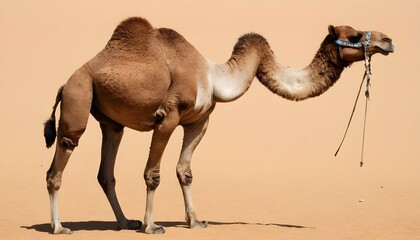 A Camel Standing With Its Legs Splayed Out For Bal - obrazy, fototapety, plakaty