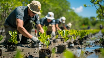 A coastal mangrove restoration project protecting against sea-level rise and storing carbon