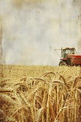 Vintage agriculture background, retro tractor and agriculture, retro farming wallpaper