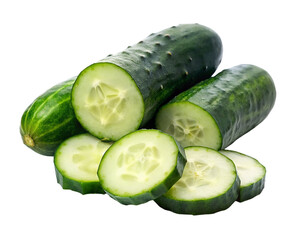 Cucumber slices isolated on transparent background.