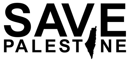 Text Illustration About 'SAVE PALESTINE', can use for Poster, Banner, Sticker, T-Shirt, Cover, Logo Gram, or Graphic Design Element. Format PNG