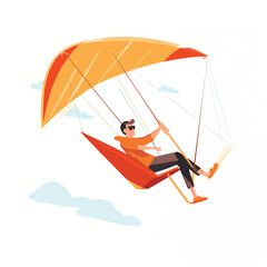 Man on a hang glider flat vector illustration isola