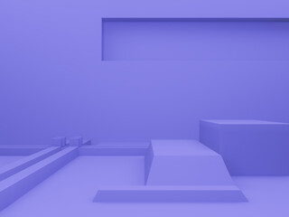 Purple geometric podium. Purple mock up  background.