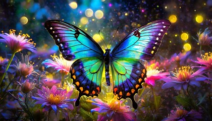 Fototapeta na wymiar butterfly on flower, Butterfly Green swallowtail butterfly, Papilio palinurus in a rainforest