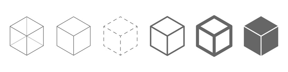 Cube icon set. Abstract geometric shape. Vector illustration.