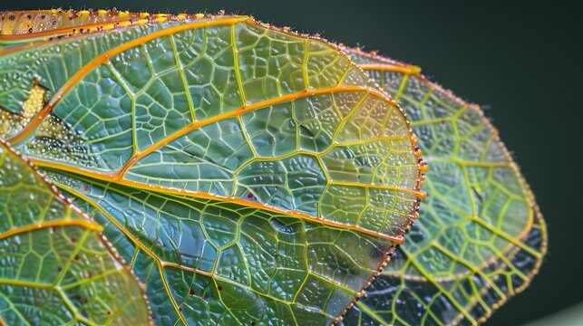 The intricate patterns on a katydids wings up close   AI generated illustration