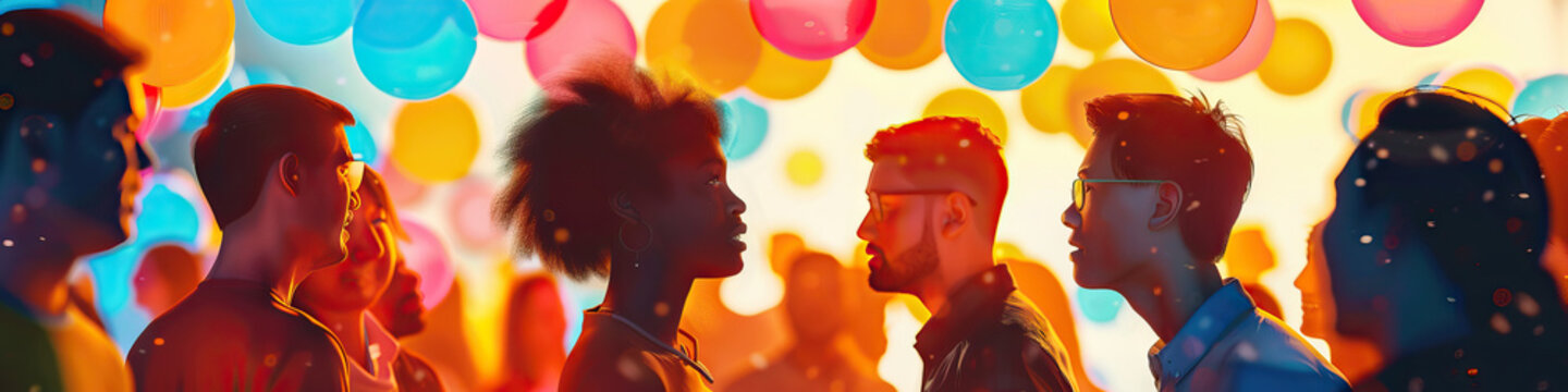 Language Exchange: People Communicating in Multiple Languages, Symbolizing the Exchange of Ideas and Cultural Understanding