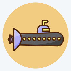 Icon Submarine. suitable for Education symbol. flat style. simple design editable. design template vector. simple illustration