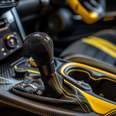 Fototapeta na wymiar High-end car interior featuring a sleek gear shift