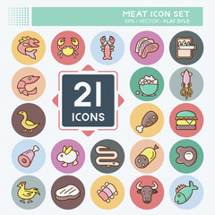 Icon Set Meat. suitable for Food. flat style. simple design editable. design template vector. simple illustration