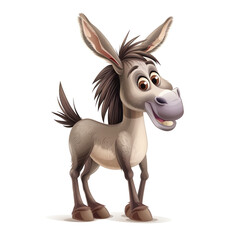 Cute Funny Cartoon Donkey, Illustration for Children Book, Generative AI