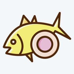 Icon Baked Fish. suitable for seafood symbol. flat style. simple design editable. design template vector. simple illustration