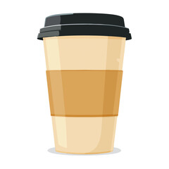 Paper disposable coffee cup icon. Vector illustrati
