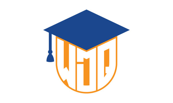 WDQ initial letter academic logo design vector template. school college logo, university logo, graduation cap logo, institute logo, educational logo, library logo, teaching logo, book shop, varsity