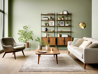 Scandinavian interior design of modern living room, home. - obrazy, fototapety, plakaty
