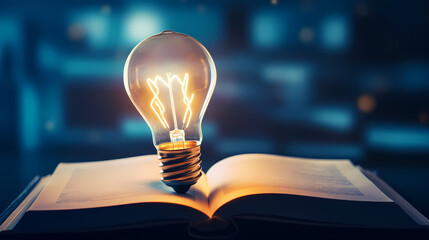 Light bulbs popping out of books as inspiration and innovative ideas