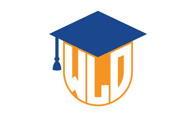 WLO initial letter academic logo design vector template. school college logo, university logo, graduation cap logo, institute logo, educational logo, library logo, teaching logo, book shop, varsity - obrazy, fototapety, plakaty