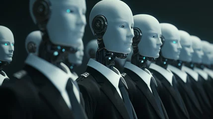 Fotobehang たくさんのAIロボットのビジネスマン「AI生成画像」 © kai