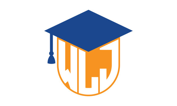 WLJ initial letter academic logo design vector template. school college logo, university logo, graduation cap logo, institute logo, educational logo, library logo, teaching logo, book shop, varsity
