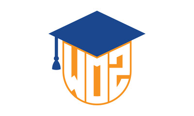 WOZ initial letter academic logo design vector template. school college logo, university logo, graduation cap logo, institute logo, educational logo, library logo, teaching logo, book shop, varsity © Fahim