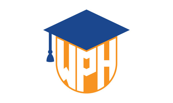 WPH initial letter academic logo design vector template. school college logo, university logo, graduation cap logo, institute logo, educational logo, library logo, teaching logo, book shop, varsity