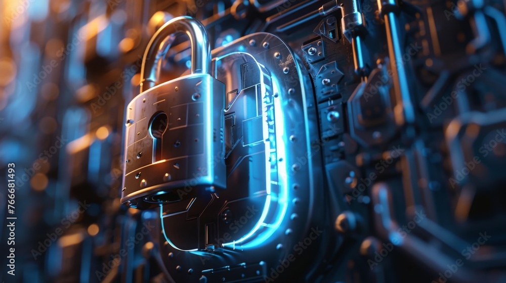 Aufkleber padlock with keyhole icon in security futuristic background beautiful modern background concept hi-t