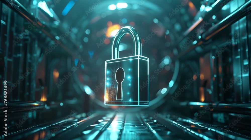 Aufkleber padlock with keyhole icon in security futuristic background beautiful modern background concept hi-t