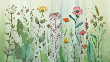 Captivating Floral Creations: Exquisite Pencil Sketches & Watercolor Depictions of Diverse Wildflowers and Leaves