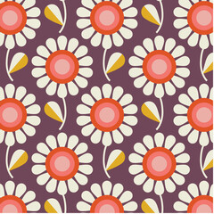 Geometrical Retro Florals Background Wallpaper