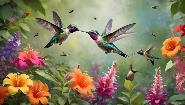 Breathtaking Vibrant Hummingbird Garden Filled Wi