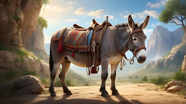 Travel with dignity and grace with the noble and resilient donkey, a symbol of strength and endurance, in "Majestic Wanderer."