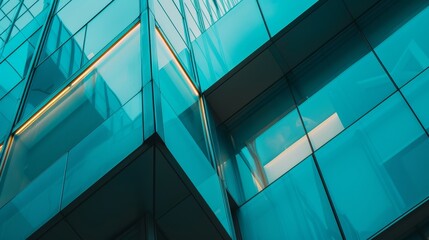 Abstract shapes and angles in a close-up of a modern business building    AI generated illustration