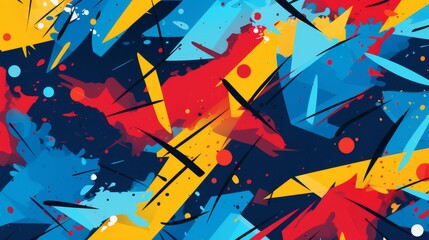 Brightly Colored Abstract Artwork with Yellow, Red, and Blue Accents