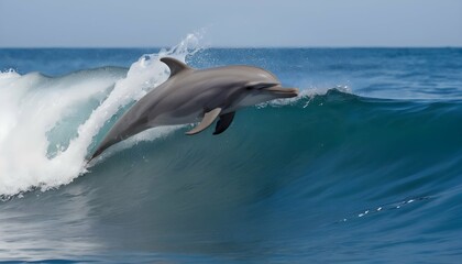 A Dolphin Peeking Out From Behind A Wave
