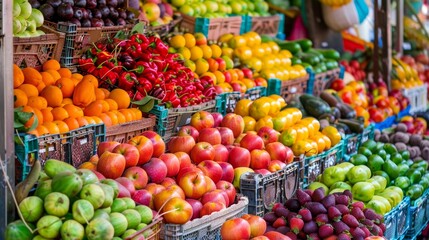 fresh fruits and vegetables for commercial and non commercial use    AI generated illustration