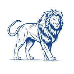 Single continuous line drawing strong lion standing